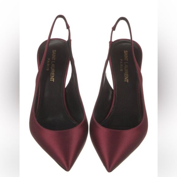 Excellent condition - show light use. Saint Laurent slingback shoes in burgundy